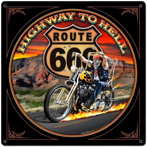 Highway to Hell Metal Sign - 24" x 24"