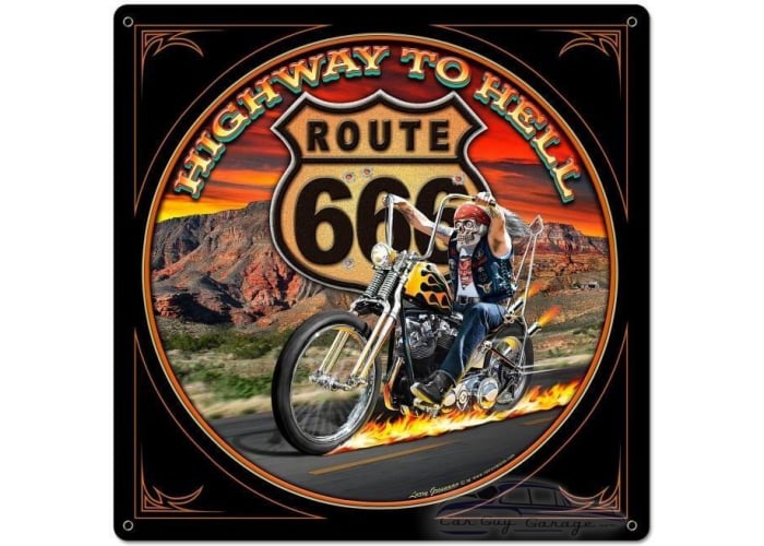 Highway to Hell Metal Sign - 24" x 24"