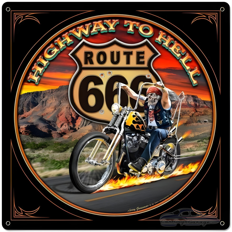 Highway to Hell Metal Sign - 24" x 24"