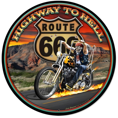 Highway to Hell Metal Sign - 28" Round
