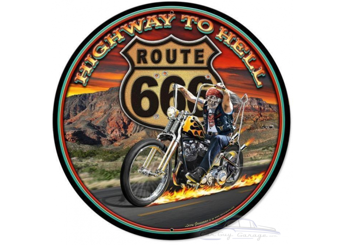 Highway to Hell Metal Sign - 28" Round