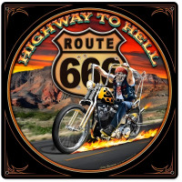 Highway to Hell Metal Sign - 12" x 12"