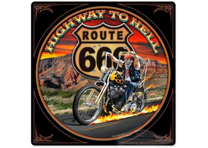 Highway to Hell Metal Sign - 12" x 12"