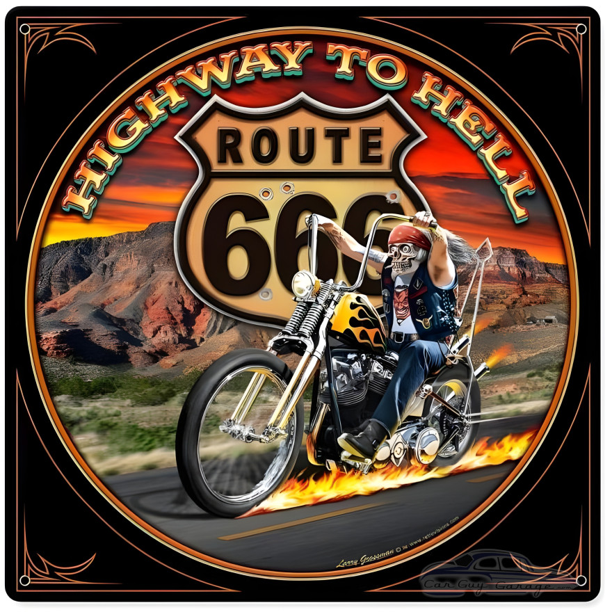 Highway to Hell Metal Sign - 12" x 12"