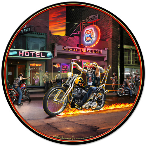 Highway to Hell Metal Sign - 28" Round
