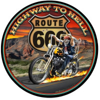 Highway to Hell Metal Sign - 14" Round