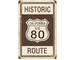 Historic Route 80 Metal Sign - 12" x 18"