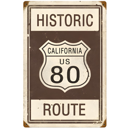 Historic Route 80 Metal Sign - 12" x 18"