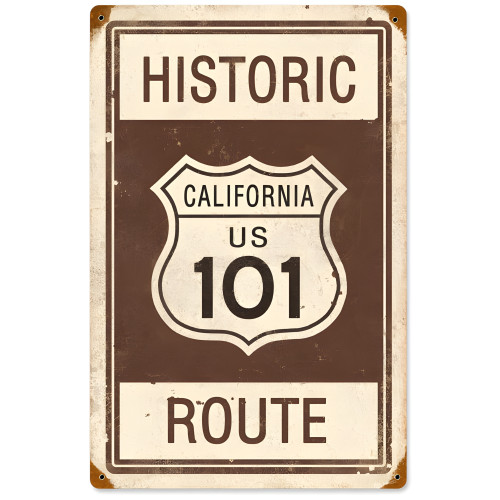 Historic Route 101 Metal Sign - 12" x 18"