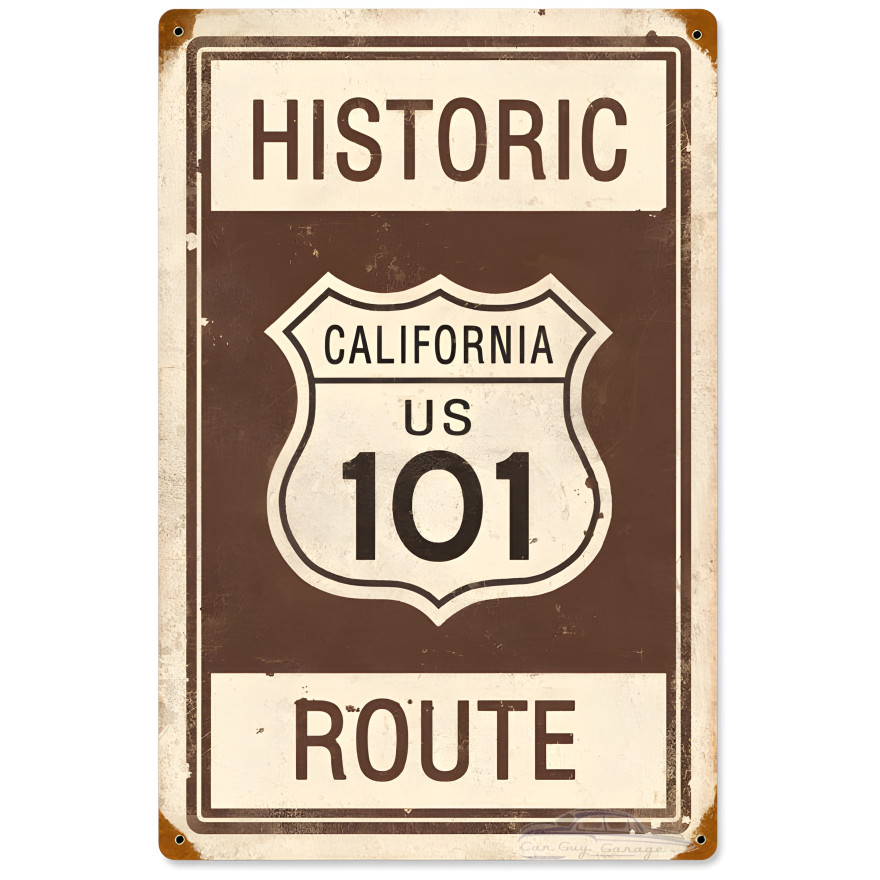 Historic Route 101 Metal Sign - 12" x 18"