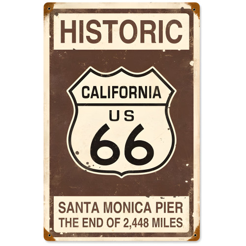 Historic Route 66 Metal Sign - 12" x 18"