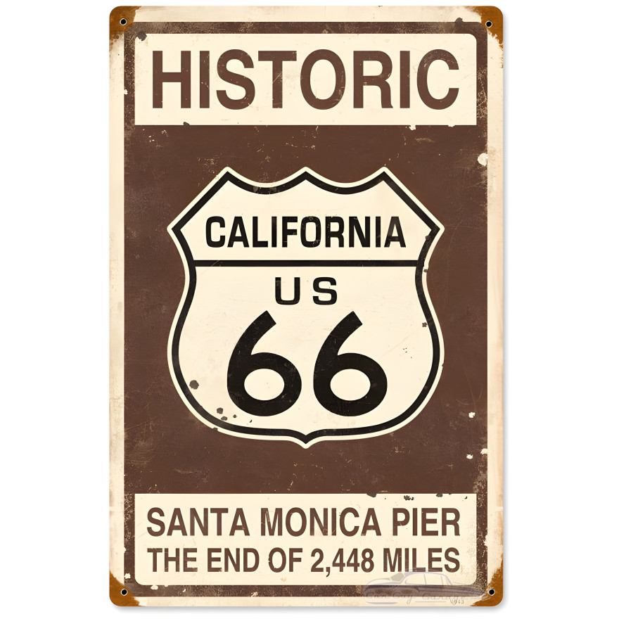 Historic Route 66 Metal Sign - 12" x 18"
