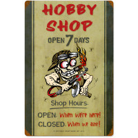 Hobby Shop Hours Metal Sign - 16" x 24"