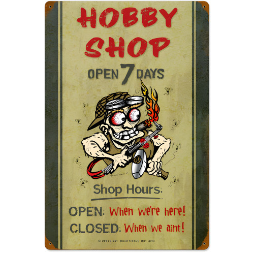 Hobby Shop Hours Metal Sign - 16" x 24"