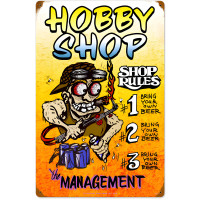 Hobby Shop Rules Metal Sign - 16" x 24"