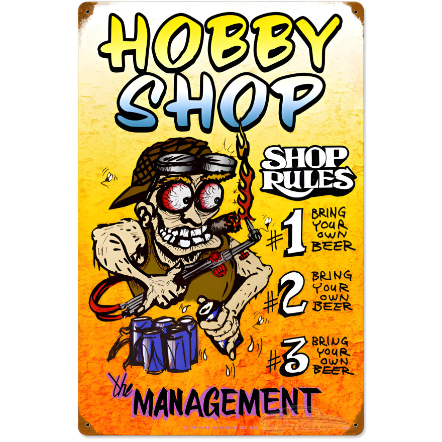 Hobby Shop Rules Metal Sign - 16" x 24"