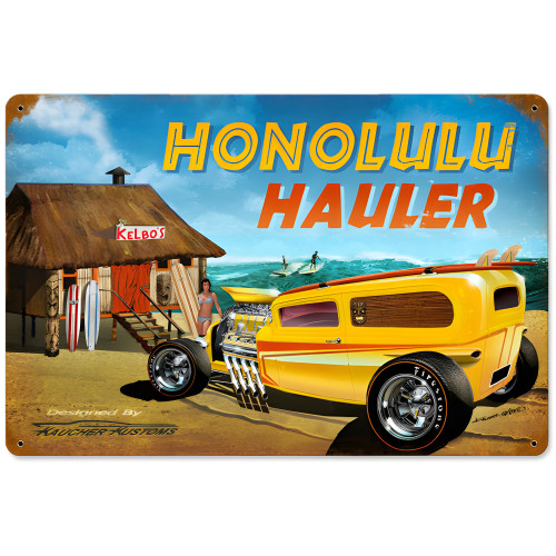 Honolulu Hauler Metal Sign - 18" x 12"