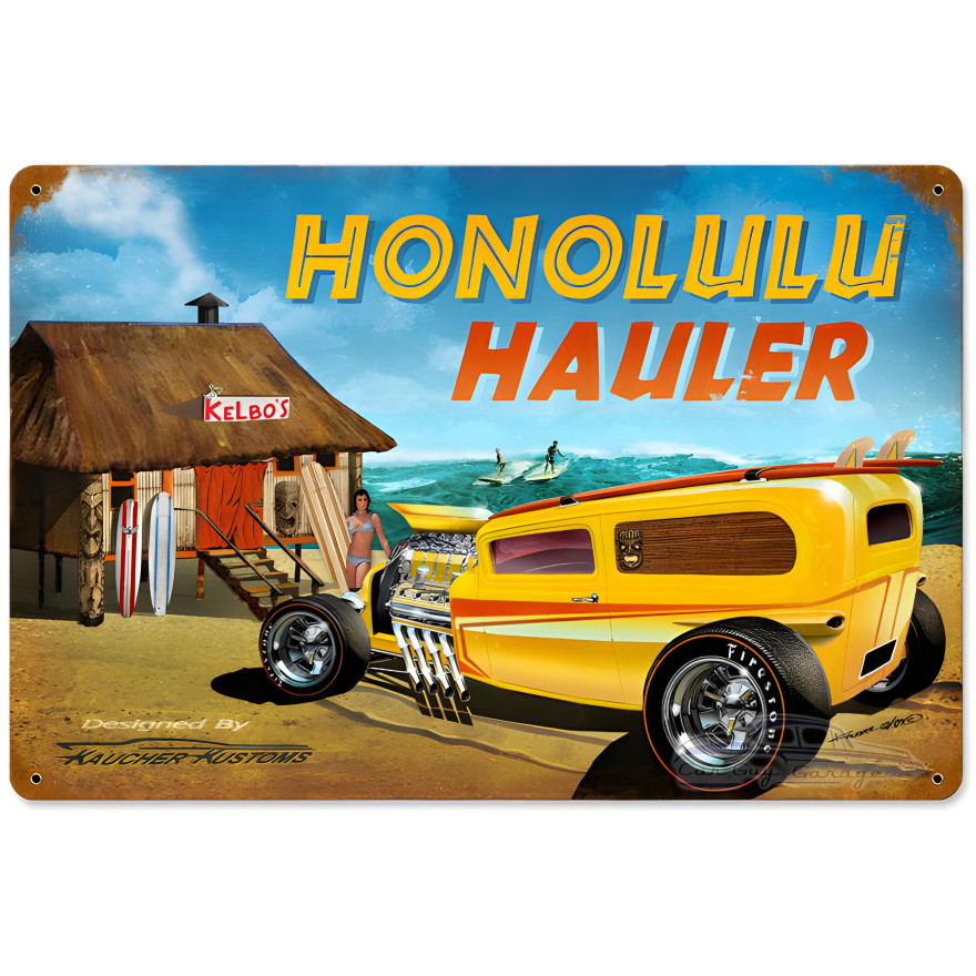 Honolulu Hauler Metal Sign - 18" x 12"