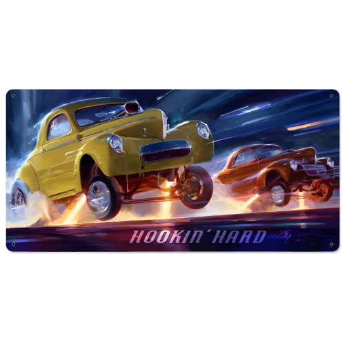 Hooking Hard Metal Sign - 24" x 12"