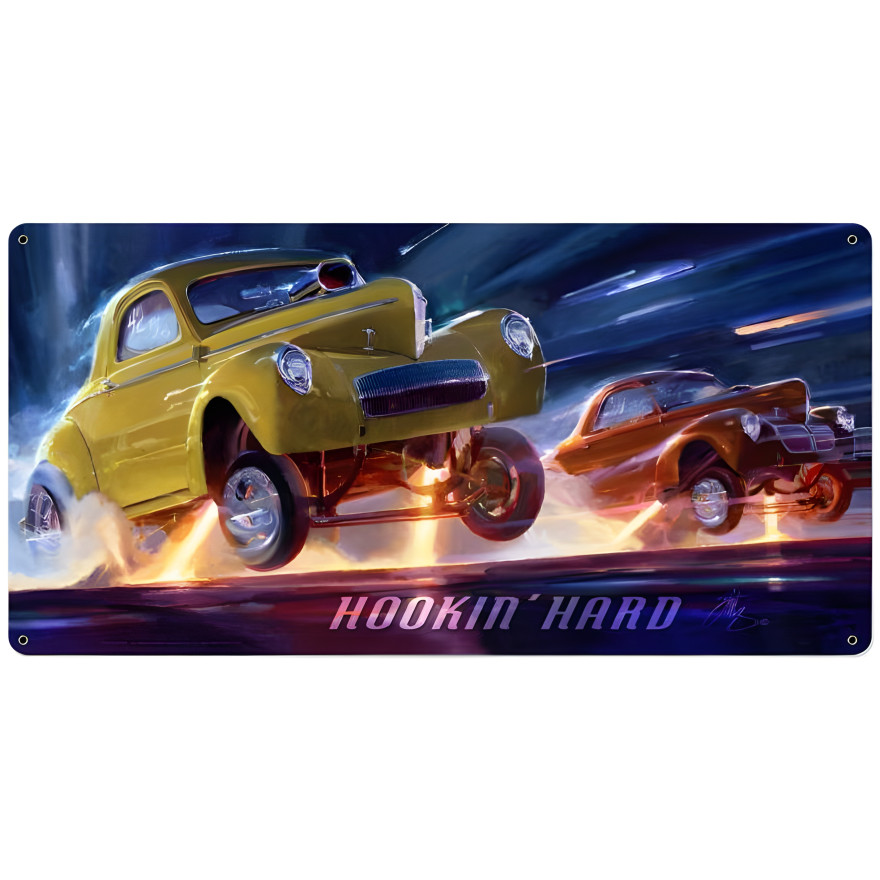 Hooking Hard Metal Sign - 36" x 18"