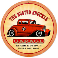Hot Rod Metal Sign - 14" Round