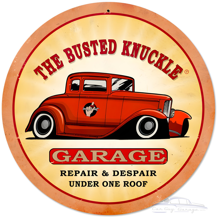 Hot Rod Metal Sign - 14" Round