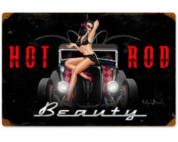 Hot Rod Beauty Metal Sign