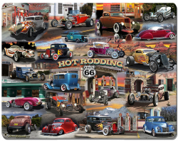 Hot Rod Collage Metal Sign - 30" x 24"