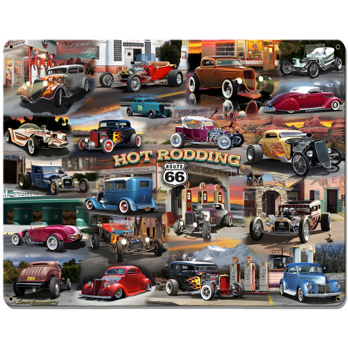 Hot Rod Collage Metal Sign - 30" x 24"