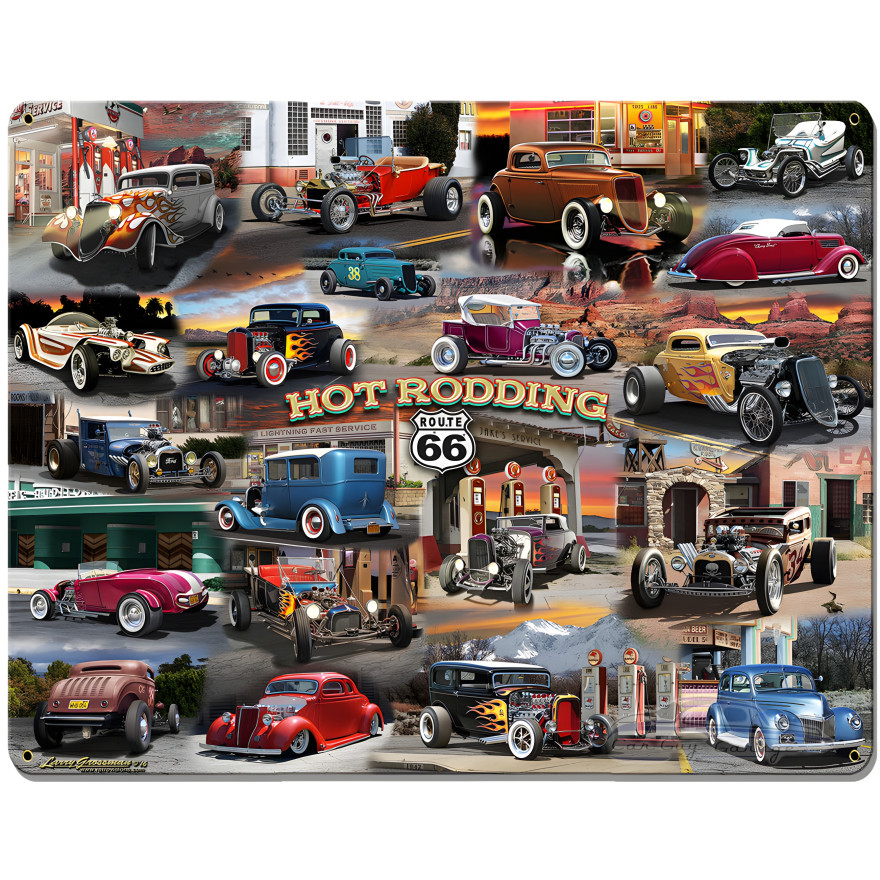 Hot Rod Collage Metal Sign - 30" x 24"