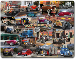 Hot Rod Collage Metal Sign - 15" x 12"