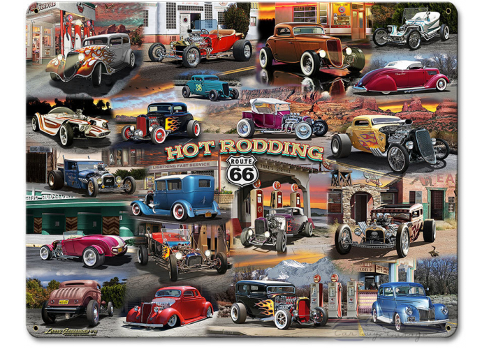 HOT ROD COLLAGE Metal Sign