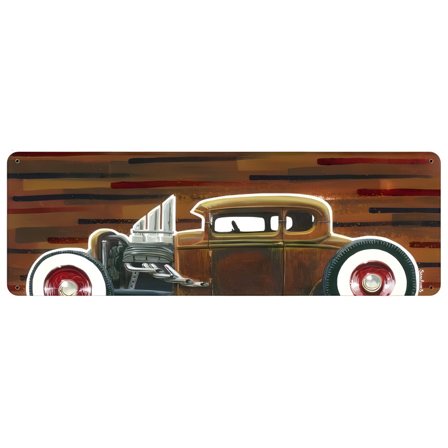 32 Hotrod Coupe Metal Sign - 24" x 8"