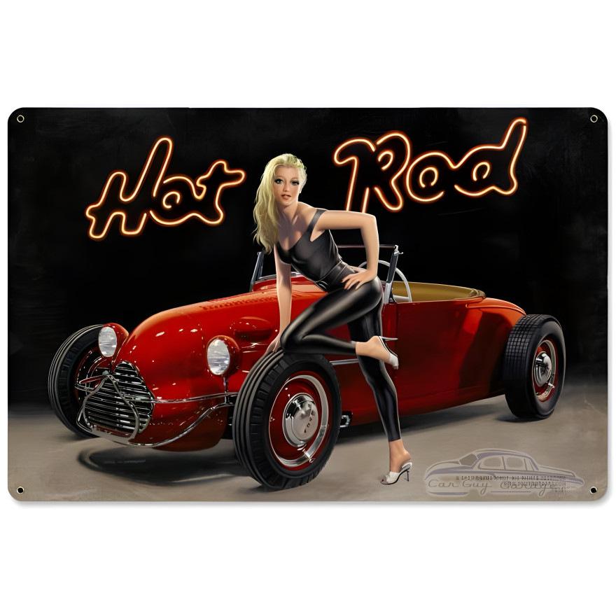 Hot Rod Metal Sign - 36" x 24"