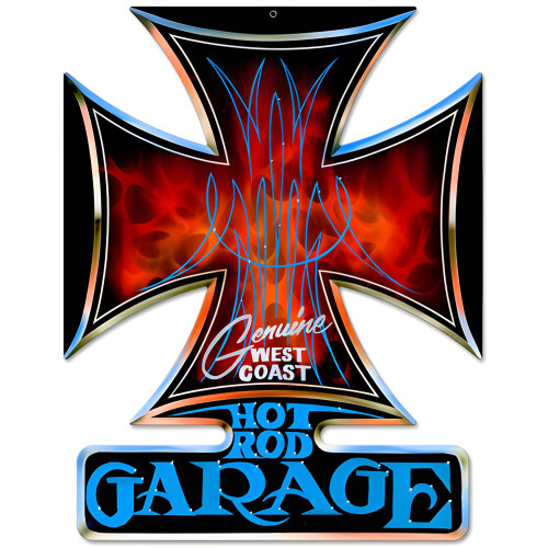 Hot Rod Garage Metal Sign - 14" x 18"