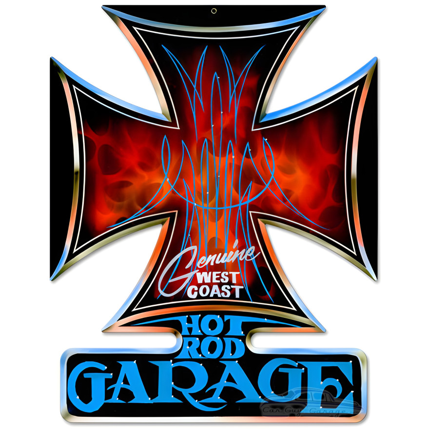 Hot Rod Garage Metal Sign - 14" x 18"