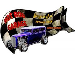 Hot Rod Garage Metal Sign - 30" x 18"
