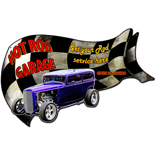 Hot Rod Garage Metal Sign - 30" x 18"