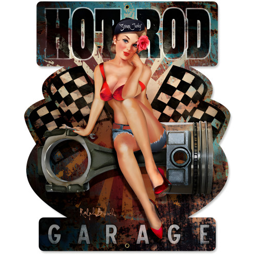 Hot Rod Garage Metal Sign - 15" x 18"
