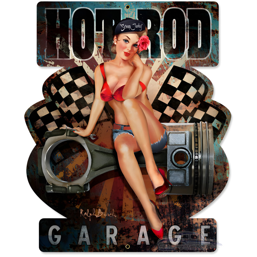 Hot Rod Garage Metal Sign - 15" x 18"