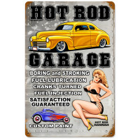 Hot Rod Garage Metal Sign - 12" x 18"