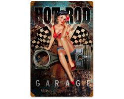 Hot Rod Garage Metal Sign - 12" x 18"