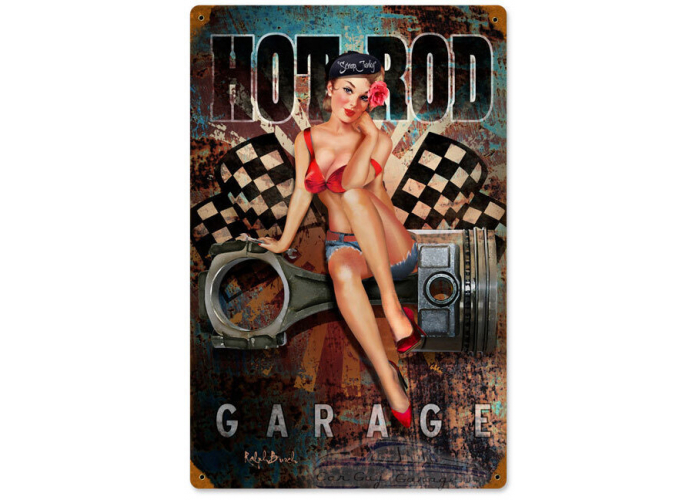 Hot Rod Garage Metal Sign - 12" x 18"
