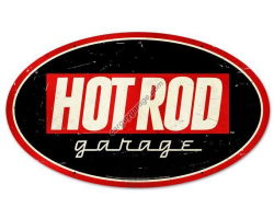 Hot Rod Garage Oval Metal Sign - 24" x 14"