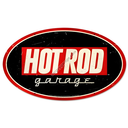 Hot Rod Garage Oval Metal Sign - 24" x 14"
