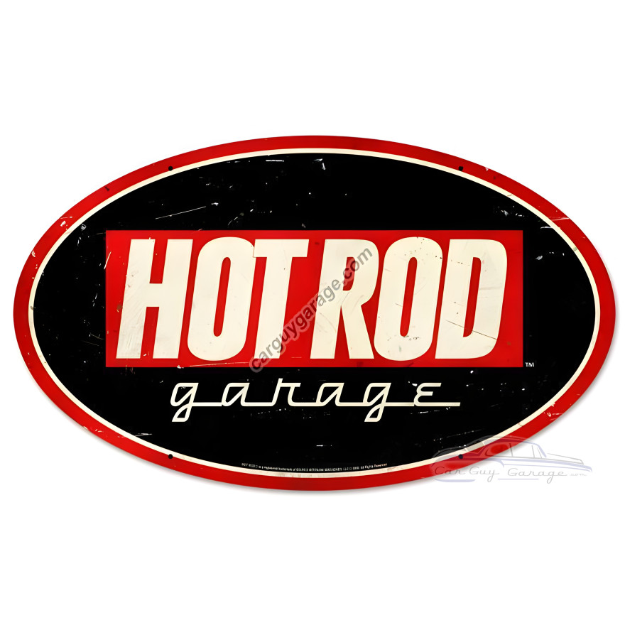 Hot Rod Garage Oval Metal Sign - 24" x 14"