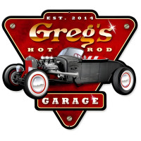 Hot Rod Garage Personalized Metal Sign - 14" x 15"