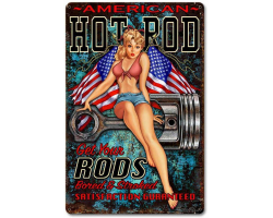 Hot Rod Girl 4 Metal Sign - 12" x 18"