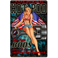 Hot Rod Girl 4 Metal Sign - 16" x 24"
