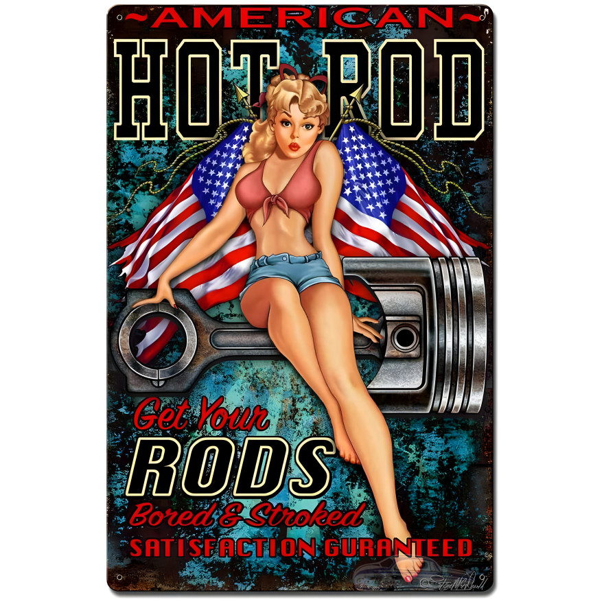 Hot Rod Girl 4 Metal Sign - 20" x 30"